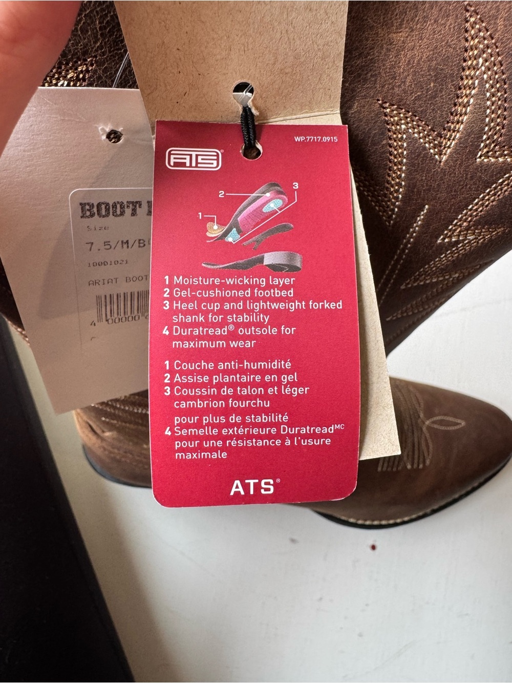 Ariat Tan Brown Western Cowboy Boots with Stitch Detailing - Picture 7 of 8